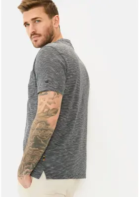 CAMEL ACTIVE TEE SHIRT BOUTONS RAYE Marine — photo 5