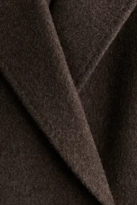 Manteau en laine mélangée avec ceinture à nouer - Marron foncé — photo 3