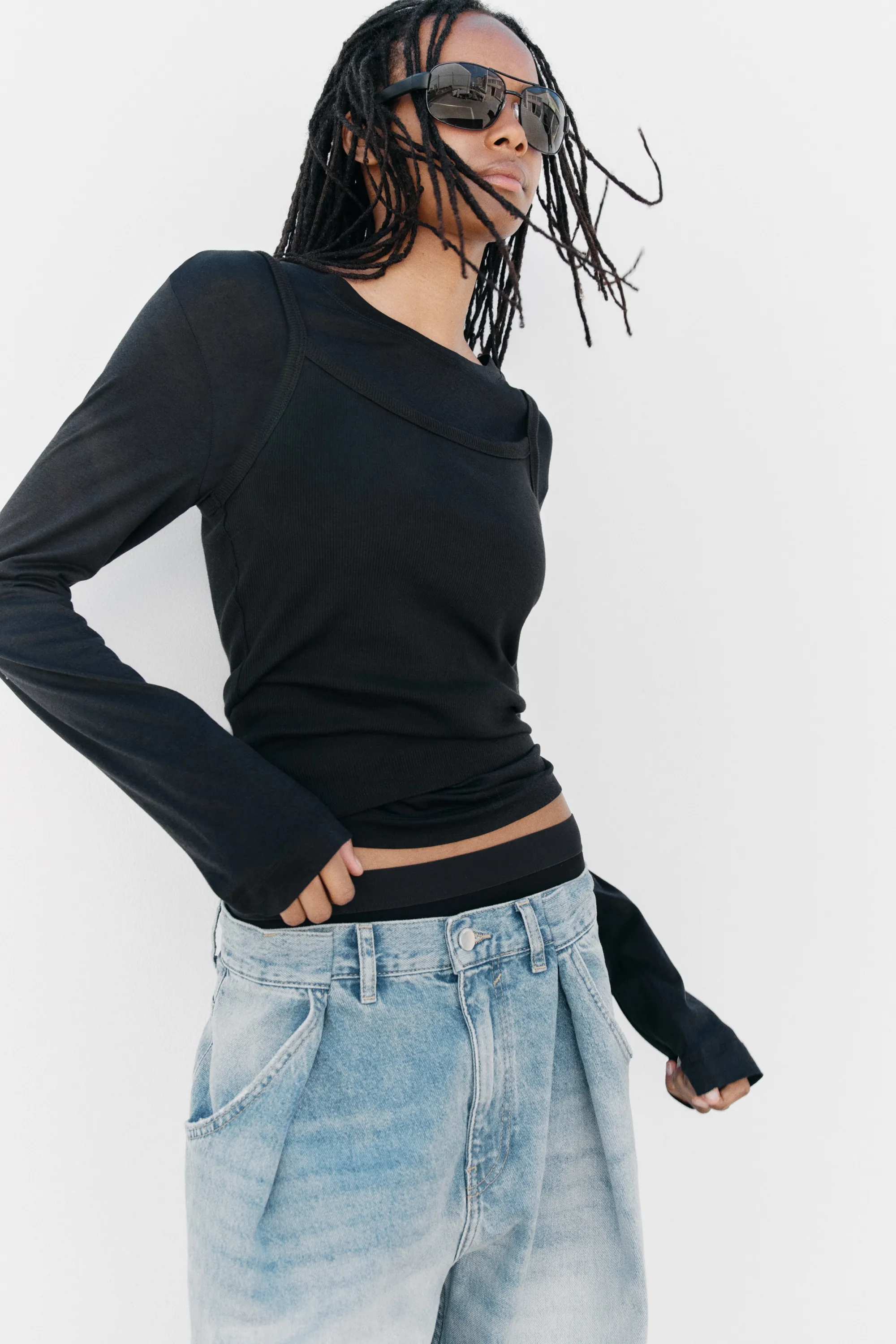 Barrel High Waist Jeans - Bleu denim clair
