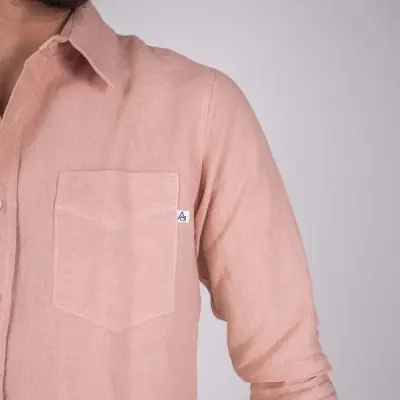 Chemise Zeus en lin rose — photo 4