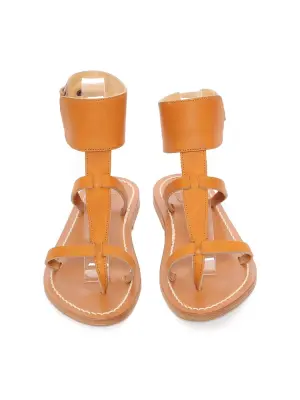 Sandales plates DELTA à bride cheville en cuir camel Prix boutique 235€  Taille 37 — photo 3
