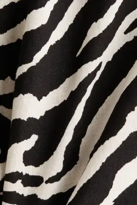 Chemise en lin mélangé - Noir/imprimé zèbre — photo 4