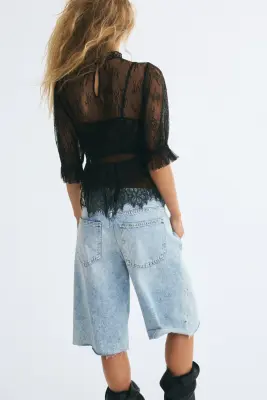 Blouse en dentelle - Noir — photo 3