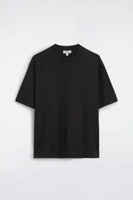 T-SHIRT DÉCONTRACTÉ EN COTON LÉGER - NOIR — photo 4