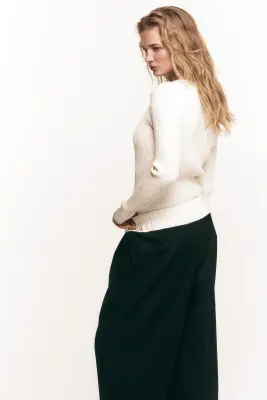 Pantalon en laine mélangée - Noir — photo 3