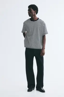T-shirt Relaxed Fit - Bleu marine/rayé — photo 2
