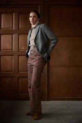 Veste Valerine pied de poule gris et bordeaux — photo 2