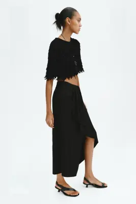 Jupe asymétrique avec panneau drapé - Noir — photo 3