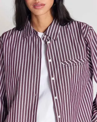 Chemise Stanislas rayures prune — photo 2