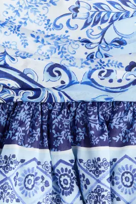 Top bandeau volanté - Bleu/motif cachemire — photo 4
