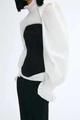 Embroidered corset top - Noir — photo 2