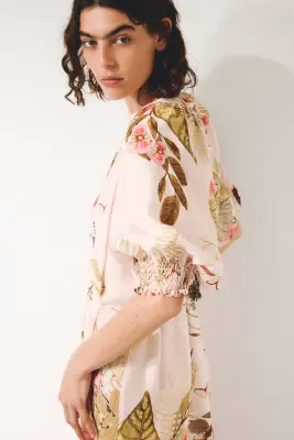 Robe midi avec ceinture à nouer - Rose clair/fleuri — photo 3