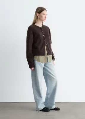 Cardigan en cachemire brossé - Marron foncé — photo 5