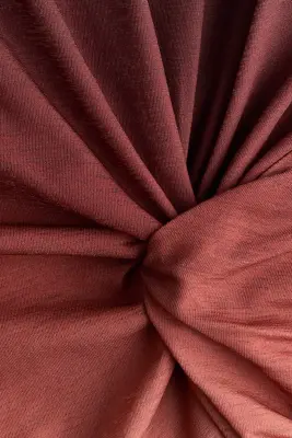 Robe T-shirt avec détail noué - Rouge rouille/rose pêche — photo 4