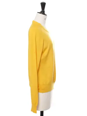 Pull en laine, soie et cachemire jaune doré col rond RRP 390€ Taille 36 — photo 5