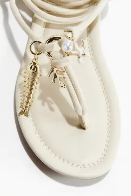 Sandales à brides fines - Crème — photo 3