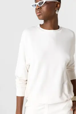 Sweat Crème Col Rond Manches Longues en Viscose / Elasthanne — photo 5