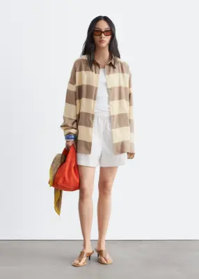 Chemise oversize - Beige/Rayures — photo 1