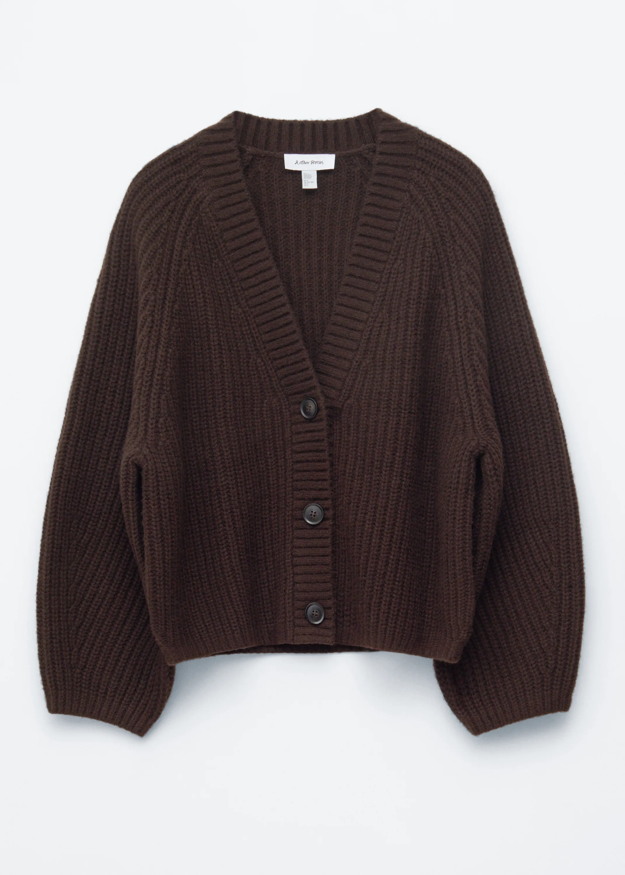 Cardigan en maille côtelée épaisse - Marron foncé
