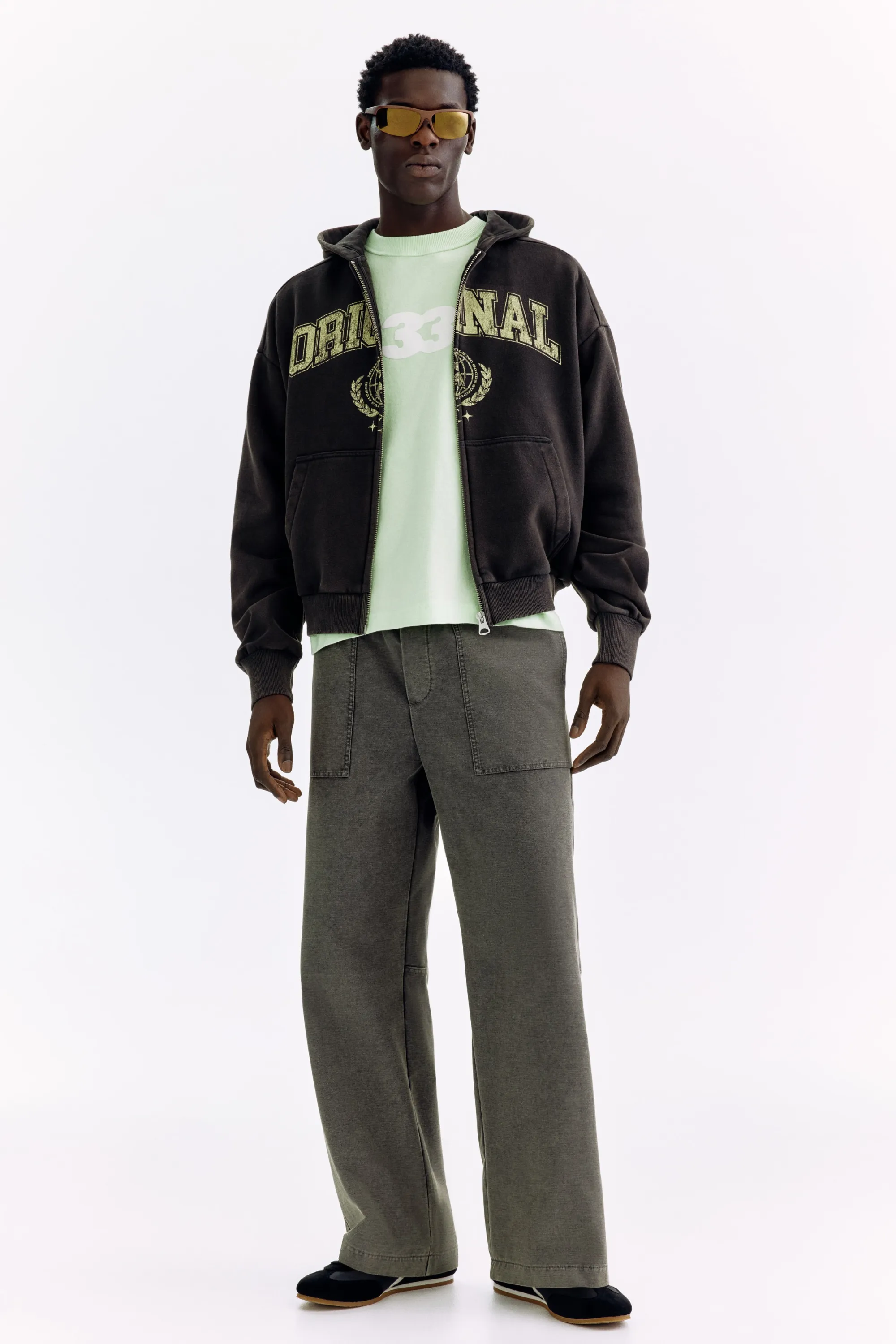 Veste imprimée Oversized Fit avec capuche et zip - Noir/Original