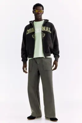 Veste imprimée Oversized Fit avec capuche et zip - Noir/Original — photo 1