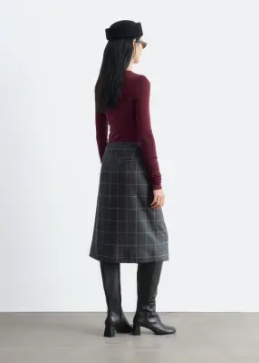 Haut en maille unie de laine - Rouge foncé — photo 4