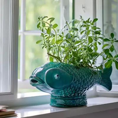 Cache Pot / Vase Poisson Vert — photo 1