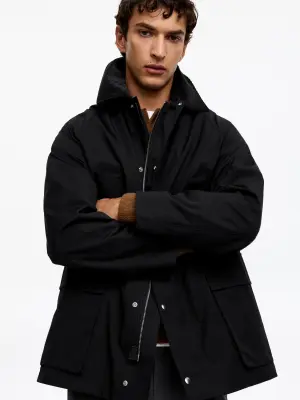 Manteau ciré mi-long - Noir — photo 4