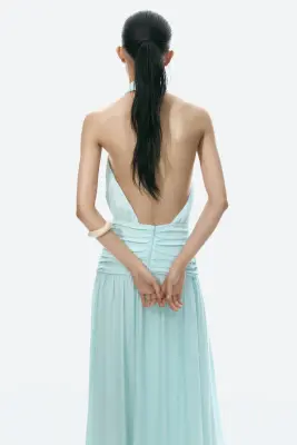 Robe dos nu à effet drapé - Turquoise clair — photo 2