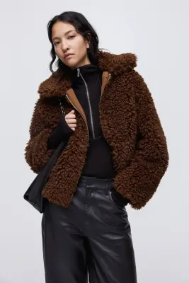 Veste en tissu Teddy bear - Marron foncé — photo 3