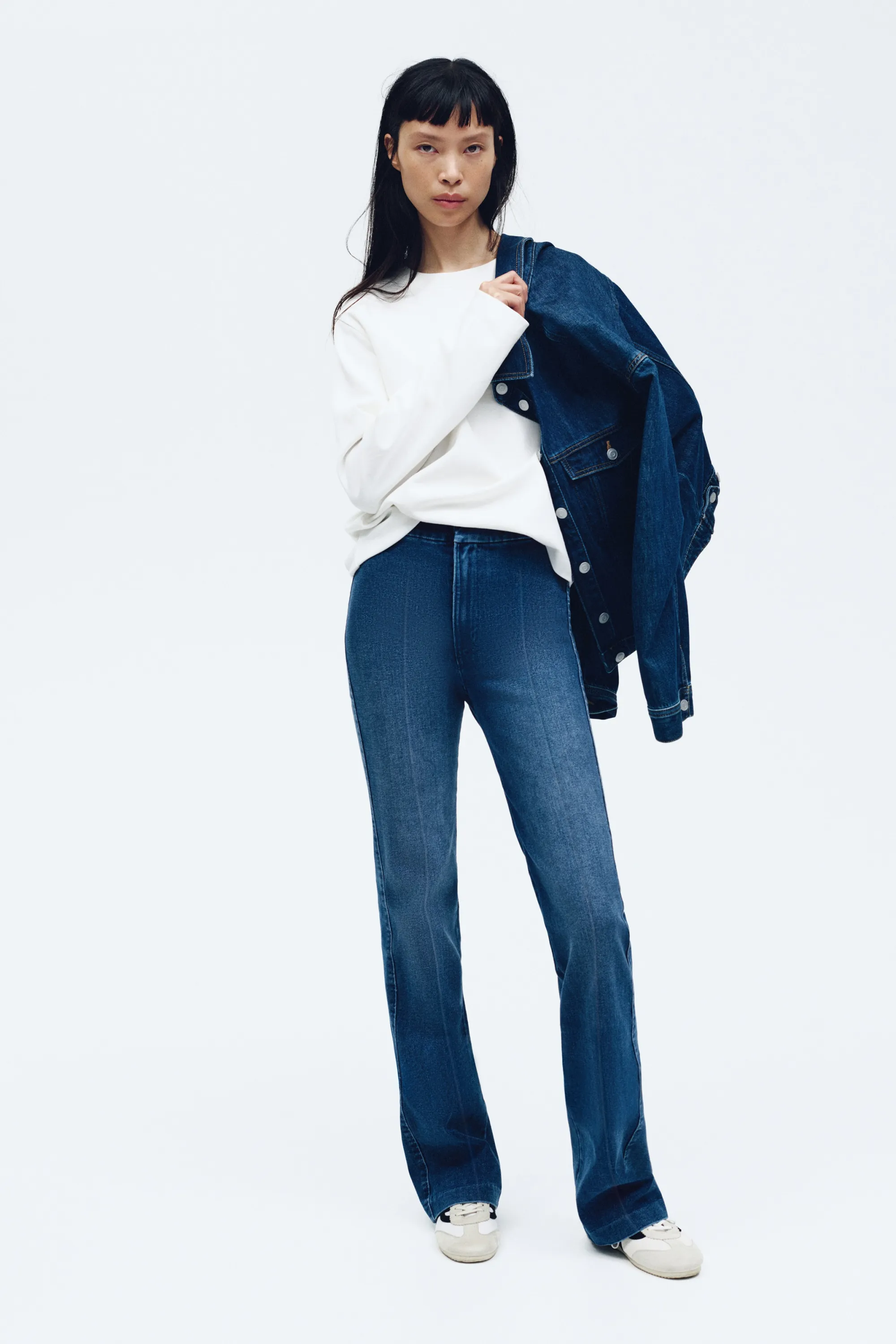 Flared High Jeans - Bleu denim