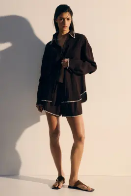 Chemise de plage oversize - Marron foncé — photo 1