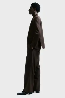 Veste de smoking Regular Fit en laine mélangée - Marron foncé — photo 4