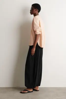 CHEMISE BOUTONNÉE EN LIN À COL EN V - PÊCHE — photo 2