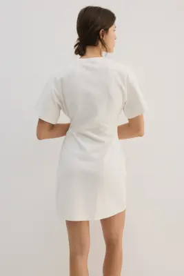 Robe T-shirt sablier en coton - Ivoire — photo 2