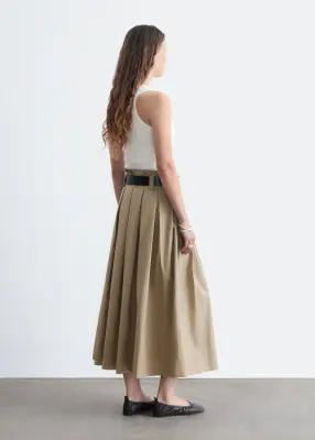 Jupe midi plissée - Beige — photo 5