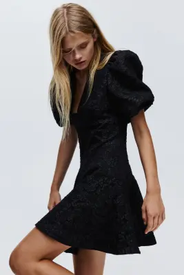 Robe à manches bouffantes - Noir — photo 3