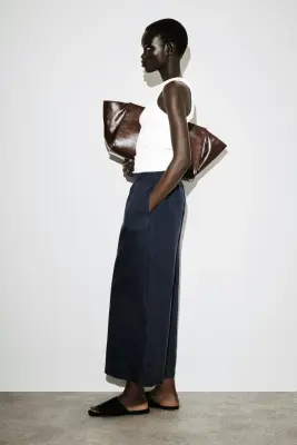 JUPE-CULOTTE EN LIN - BLEU MARINE — photo 2