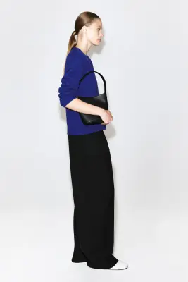 CARDIGAN COL EN V EN LAINE MÉRINOS - BLEU COBALT — photo 3