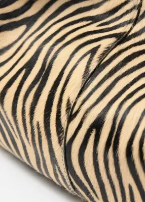 Sac cabas en cuir à imprimé animal - Motif zèbre beige — photo 1