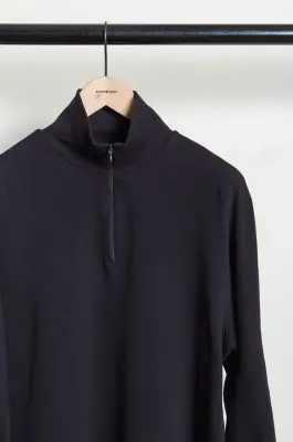 Comoli – Cotton Jersey Half-Zip E03-05042 – BLACK — photo 4