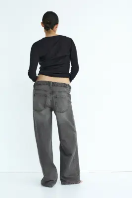 MAMA Wide Low Waist Jeans - Gris denim foncé — photo 3