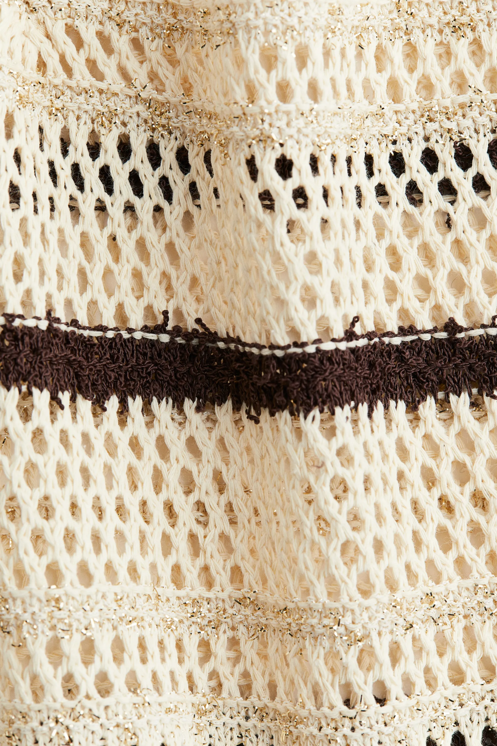 Top scintillant en maille ajourée - Beige/rayé