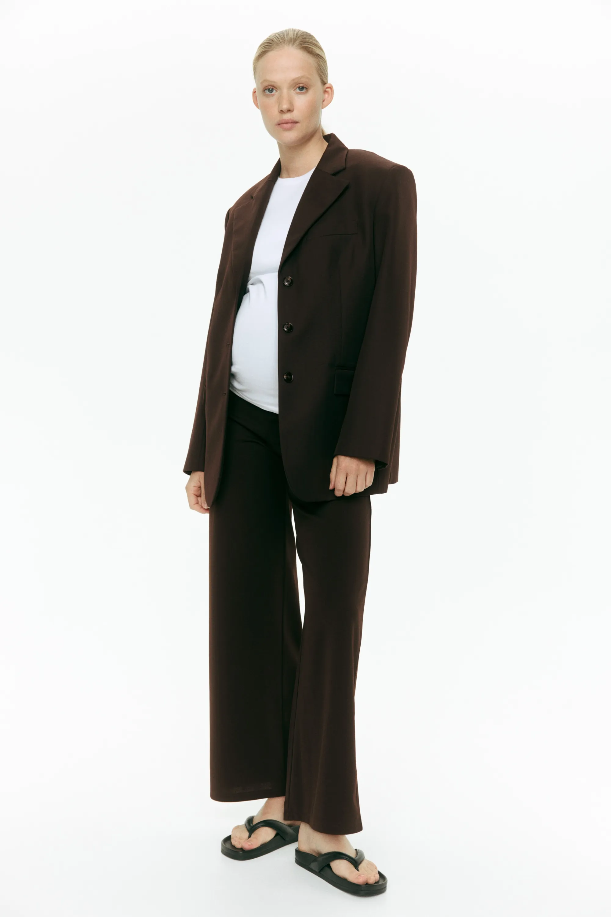 MAMA Pantalon large - Marron foncé