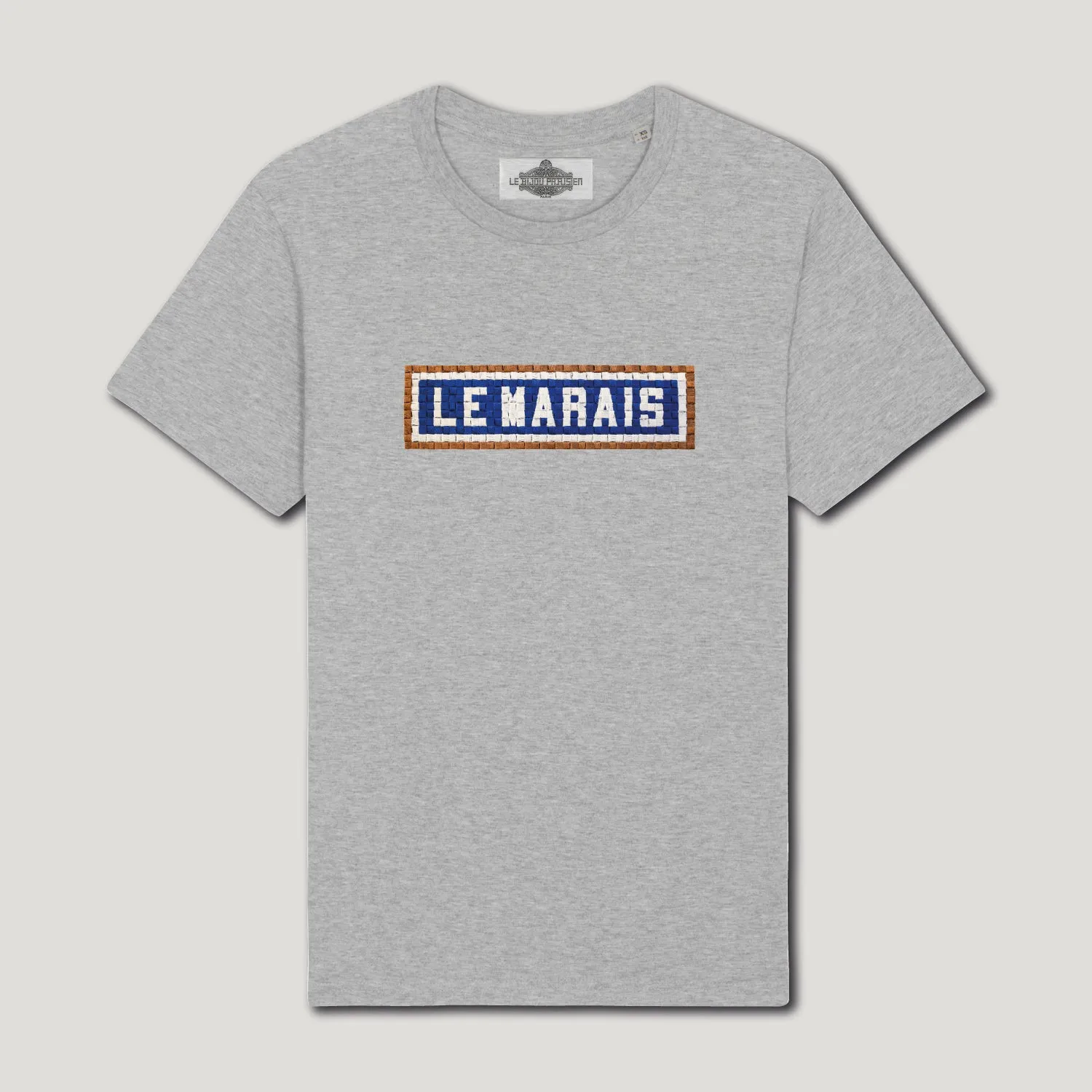 T-SHIRT COTON BIO BRODÉ - LE MARAIS - GRIS