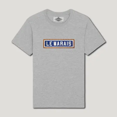 T-SHIRT COTON BIO BRODÉ - LE MARAIS - GRIS