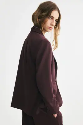 Blazer croisé sans fermeture - Marron foncé — photo 3