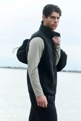 Regular Fit Teddy Sports gilet - Noir — photo 4