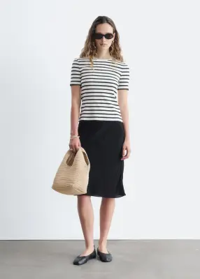 T-shirt côtelé - Blanc/Rayures — photo 3