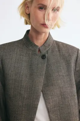 Blazer à fermeture droite - Gris/motif chevrons — photo 2